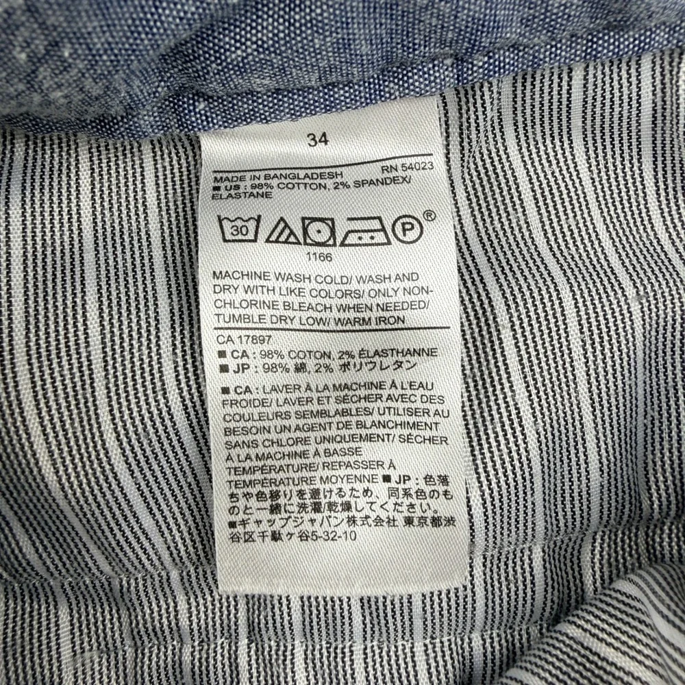 Banana Republic Aiden Short Mens 34 Navy Blue Chino Cotton Stretch Casual Summer